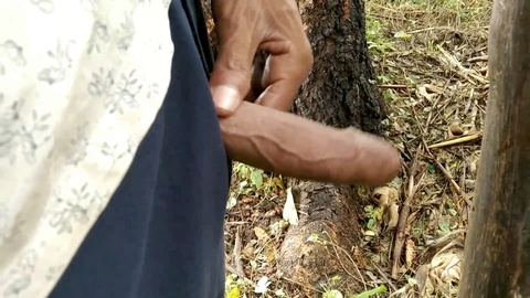 Naughty Indian boy playing with dick, pissing and cumming outside