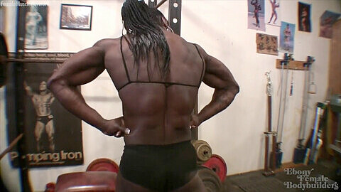 Black bodybuilder, schwarze frauen, muskulöse frau