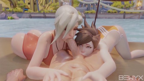 Mercy and Tracer Naughty Summer Foursome Adventure!