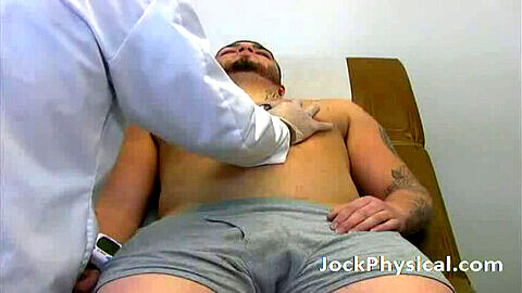 Athletic jock Adam Bomb gets a thorough physical examination
