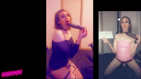 Crossdresser sissy loves giving deepthroat to her BBC toy