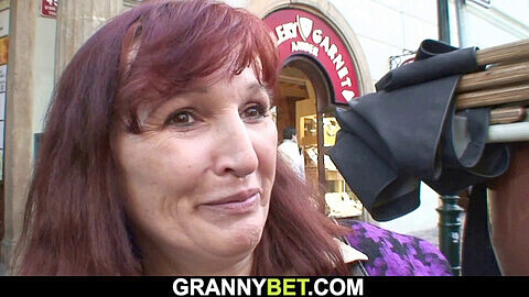 Picking up a hot mature redhead grandma in stockings for a wild ride!