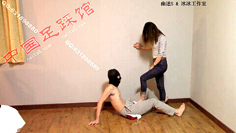 Chinese feet trample chest, china ballbusting, chinese trampling new