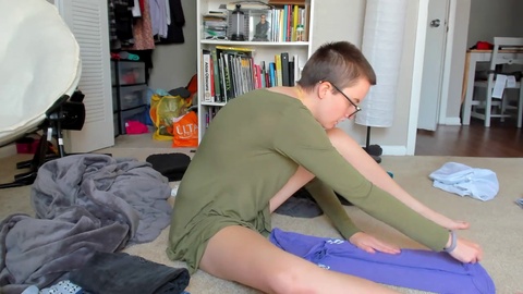 Ignoring you while tidying up with the Konmari Method, voyeur cam captures it all!