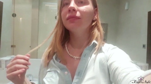 Naughty nympho pleasures herself in airport bathroom
