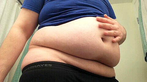 Fat belly, fat man, belly jiggle