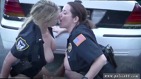 Blonde MILF cop in sexy xxx video joins two inexperienced police officers for a wild threesome!