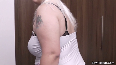 Huge-boobed, big belly, natural tits