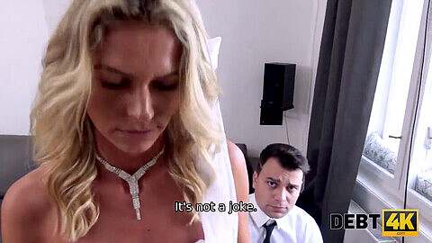 Debt4k. Loan manager offers a chance to a bride to clear her debt with hot sex