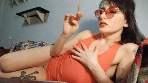 Beautiful ass, girl with glasses, smoking