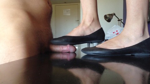 Intense Cock Trampling in my Steve Madden Ballet Flats - Massive Cum-shot under Full Weight Pressure