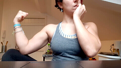 Armwrestling, girl armwrestling muscle, bicep