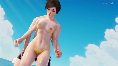 Tracer enjoys some steamy beach fun in multiple languages