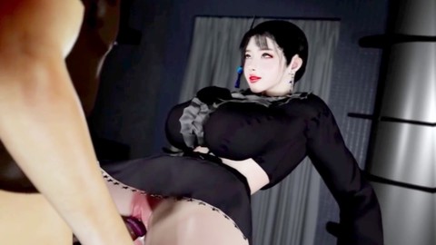 Die hübsche und üppige Empfangsdame wird mit einem Dieb in einem 3D-Anime-Porno (Teil 01) ungezogen