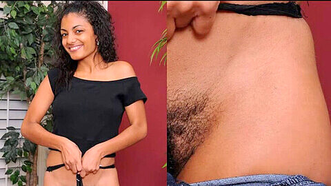 Neela Sky, an exotic Indian babe, shows off her hairy pussy at the gym