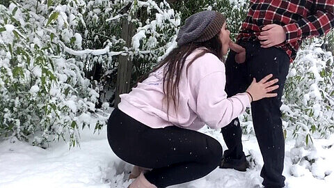 Couple, snow couple fuck, leggins
