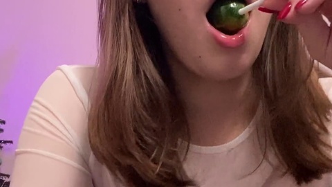 Glasses girl, lollipop licking, glasses blowjob