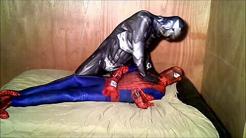 Latex, spiderman, gay morphsuit