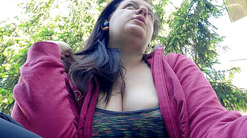 Join me for a smoke in the public garden as I tease you with my gorgeous natural tits