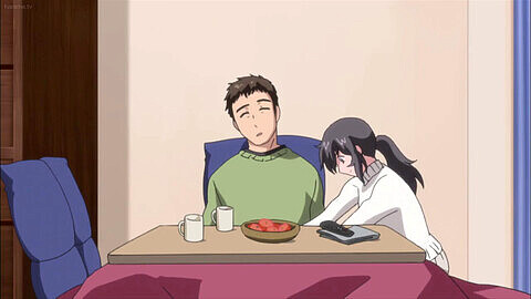 Anime, couple, deep throat