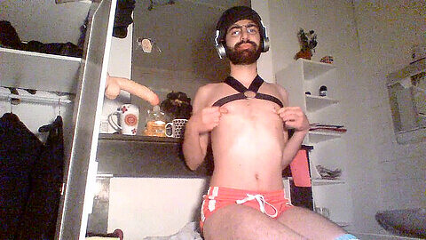Sexy guy explores his new toy and experiences intense pleasure