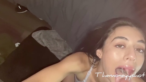 POV with the sexy Tinder girl giving a dirty deepthroat just the way I like it 😈