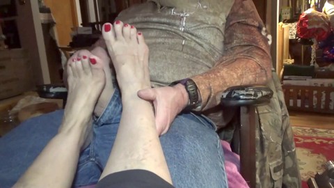 Step aunty gives amazing jerk off instructions & foot worship session - mature granny's homemade high arched feet