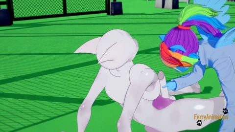 Avventura erotica in 3D di Rainbow Dash e Mewtwo in un incontro yaoi selvaggio!