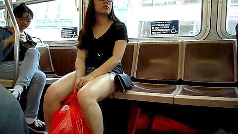 Bus cam spying long legs and shorts butt