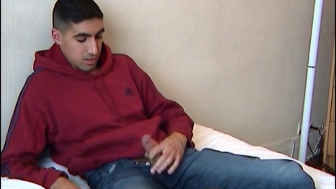 Brahim, the irresistible straight guy, reluctantly gets his massive trouser snake jerked off for a tip