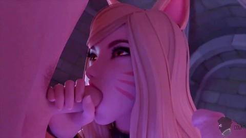 Video Game Character Ahri from League of Legends Receives a Massive Load in her Mouth