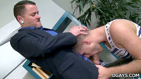 Max Cameron satisfies his mature office buddy in an intense encounter