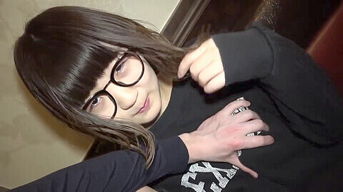 Asian girl in glasses fucked without mercy