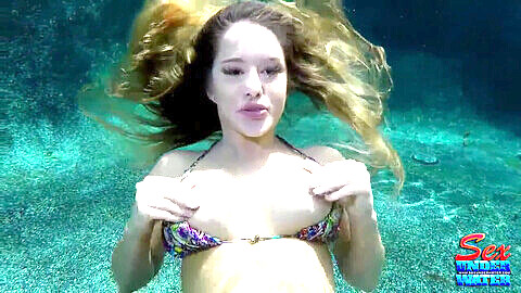 Woman drowning underwater peril, breath hold, girl masturbate underwater