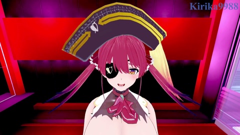 Steamy encounter with Houshou Marine at a love hotel - POV hentai with Hololive VTuber
