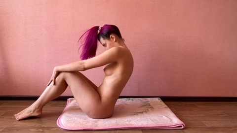 Erotic nude yoga session in complete silence (No music) for beginners