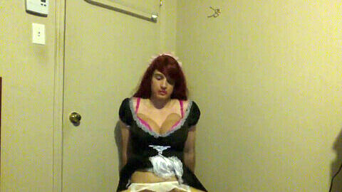 Inexperienced she-male maid Banada12 rides her dildo on cam like a real sissy!