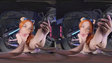 VR-Porno mit Demi Hawks in einem sexy Gadget Hackwrench Cosplay, das hart gefickt wird