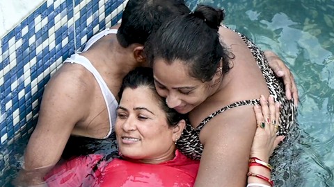 Swapping wives at a pool party turns into a wild desi bhabi orgy