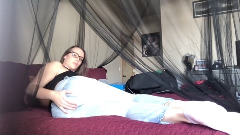 Dominant girl humiliates sub by farting in her jeans