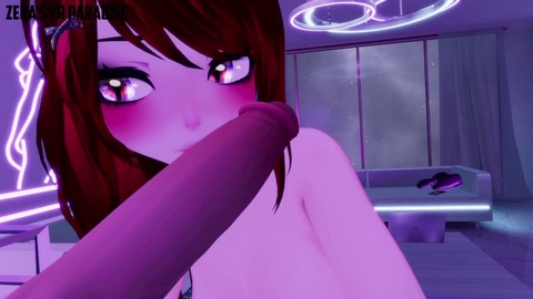 Virtual reality beauty indulges in deepthroating and reveres your manhood
