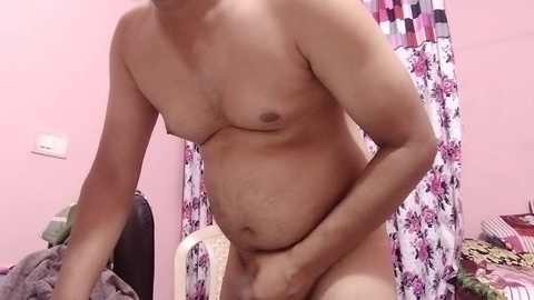 Sensational desi boy enjoys using Lovense sex toy to pleasure himself while his cock dances in a captivating show