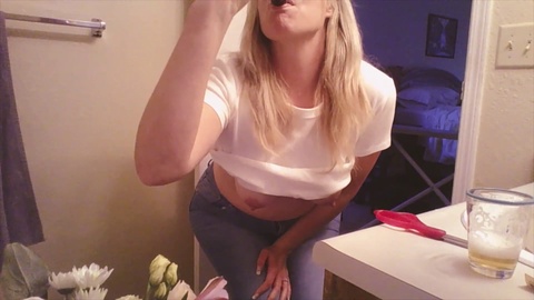 Oops! I had another little accident in the shower, Daddy. Blonde Pawg cheating, wet jeans, and a soaked white t-shirt.