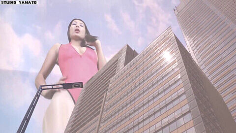Asian giantess, studio yamato, giantess city