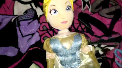 Naughty encounter with Cinderella plush toy