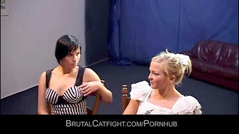 Hot executive sparks a wild catfight between busty blondes Renata Black and Nicky Angel