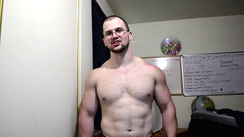 Gay muscle bear, burp, gay belly bloat