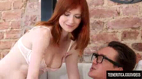 Emily, the young redhead, gets her vagina and anus pounded in this intense gonzo scene!