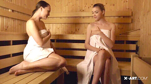 Leila And Anny Aurora - cascading humid Sauna Sex - full Length