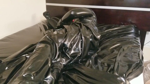 Gay catsuit, self humiliation, gay rubber